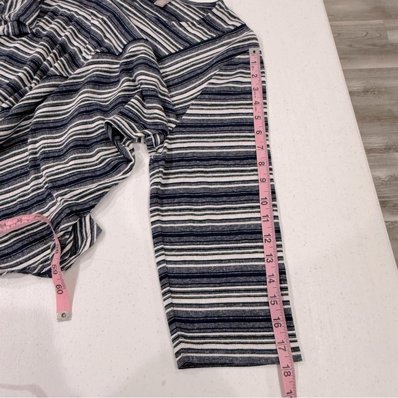 Chico’s Striped Asymmetrical Top Navy & White 3/4 Sleeves Size 12 (Chico’s 2) - Picture 5 of 10